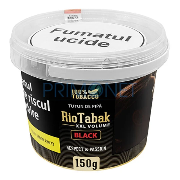 Tutun RioTabak Black XXL (classic) 150g - pipa (T&T) Galeata reutilizabila cu 150g tutun pentru pipa RioTabak Black XXL cu aroma classica