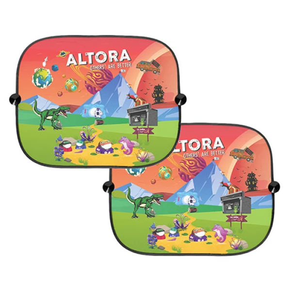 Parasolar auto pentru protectie solara model Altora Univers in set de 2 bucati cu ventuze incluse