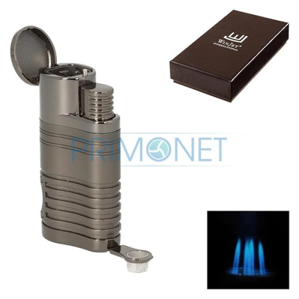 Bricheta metalica pentru aprins trabucuri cu gaz premium marca WinJet Gunmetal cu punch inclus