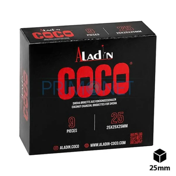Pachet de 125g cu 9 carbuni pentru narghilea Aladin Coco Dispenser 25 MM