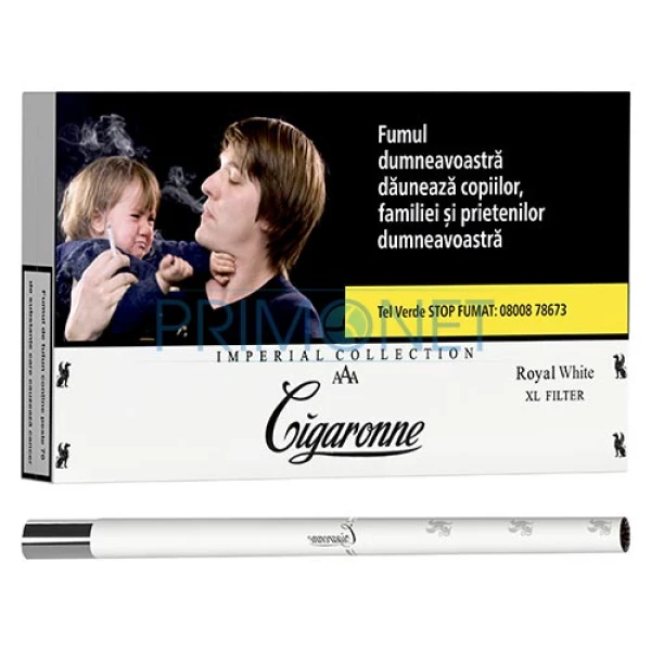 Tigarete slim cu filtru triplu Cigaronne Royal XL Filter White