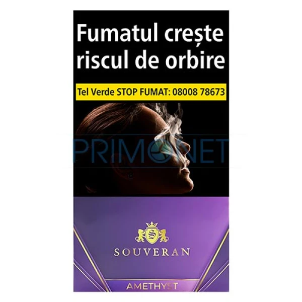 Pachet cu 20 tigarete lungi Souveran Amethyst Super Slim