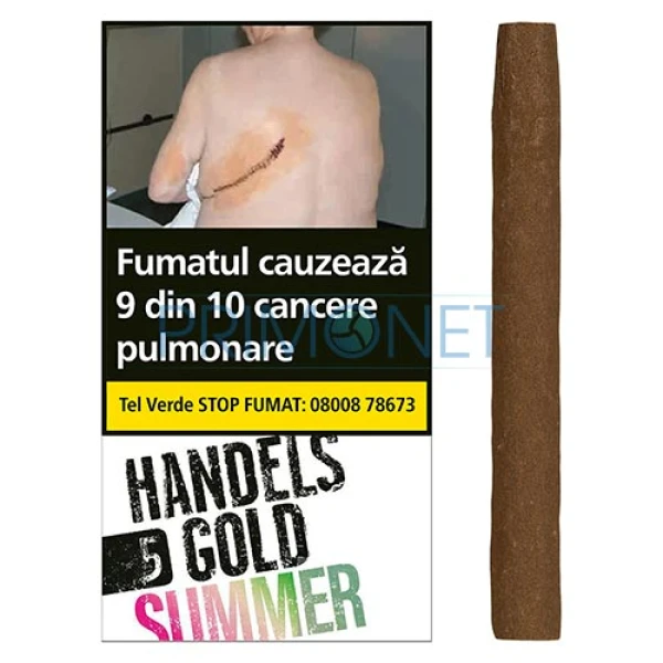 Pachet cu 5 tigari de foi aromate Handelsgold summer cu aroma de pepene verde