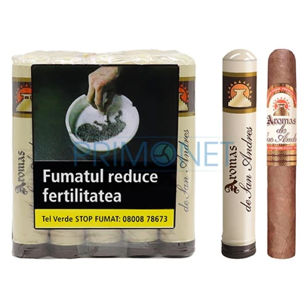 Trabucuri Aromas de San Andres Robusto in apchet de 20 bucati in tub de pastrare