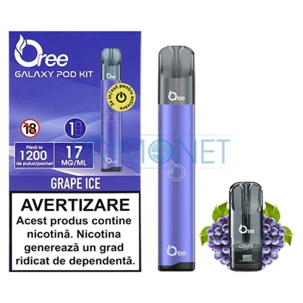 Kit complet vape Oree Galaxy cu 1 capsula inclusa Grape Ice cu nicotina de 17MG