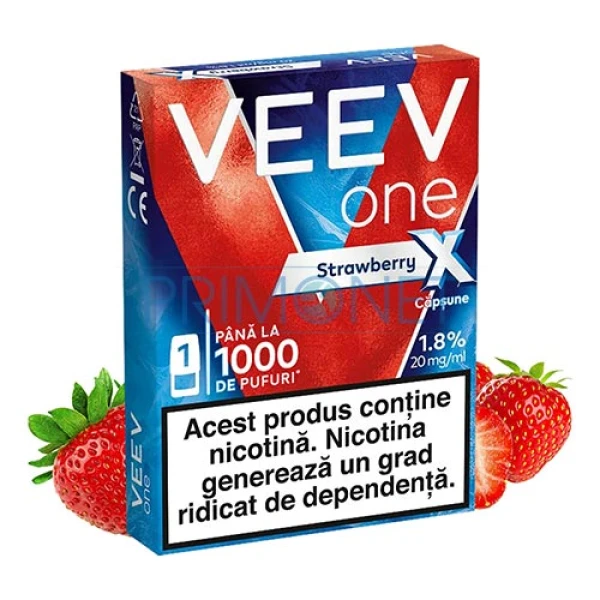 Pachet cu 1 capsula Veev One X Strawberry cu nicotina de 20 mg