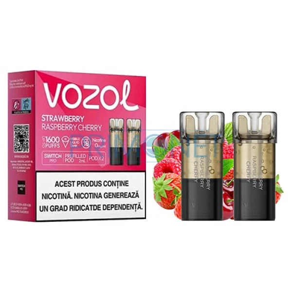 Cartus Vozol fara nicotina Strawberry Raspberry Cherry (2 bucati)