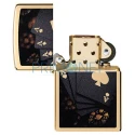 Bricheta Zippo originala cu benzina de culoare aurie model Lucky Aces