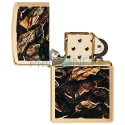 Bricheta metalica aurie Zippo originala model Natural Leaves