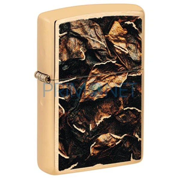 Bricheta metalica aurie Zippo originala model Natural Leaves