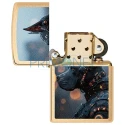 Bricheta Zippo originala cu insert auriu model Robo Dog
